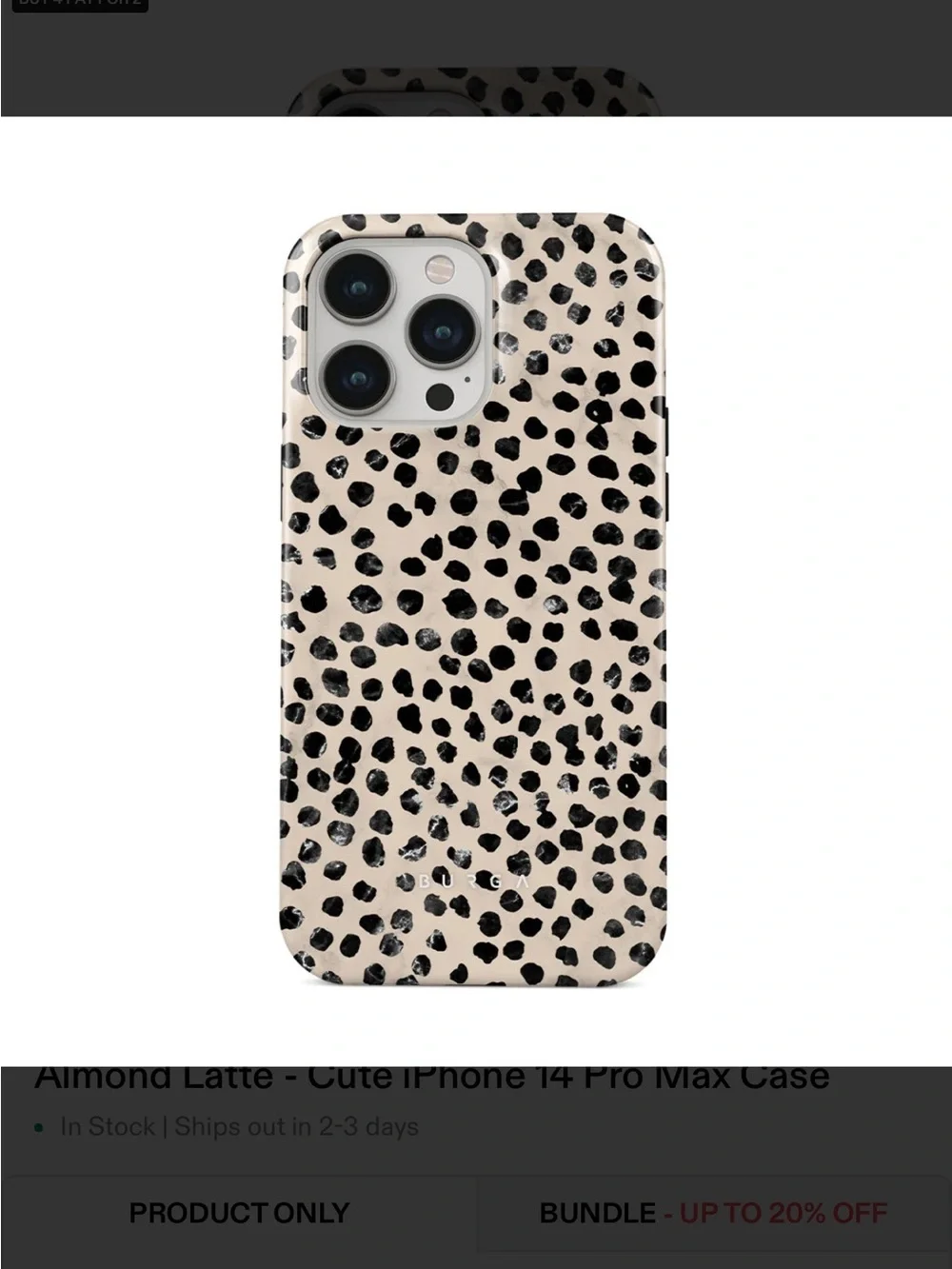 Burga Almond Latte Phone Case for iPhone 14 Pro Max- New